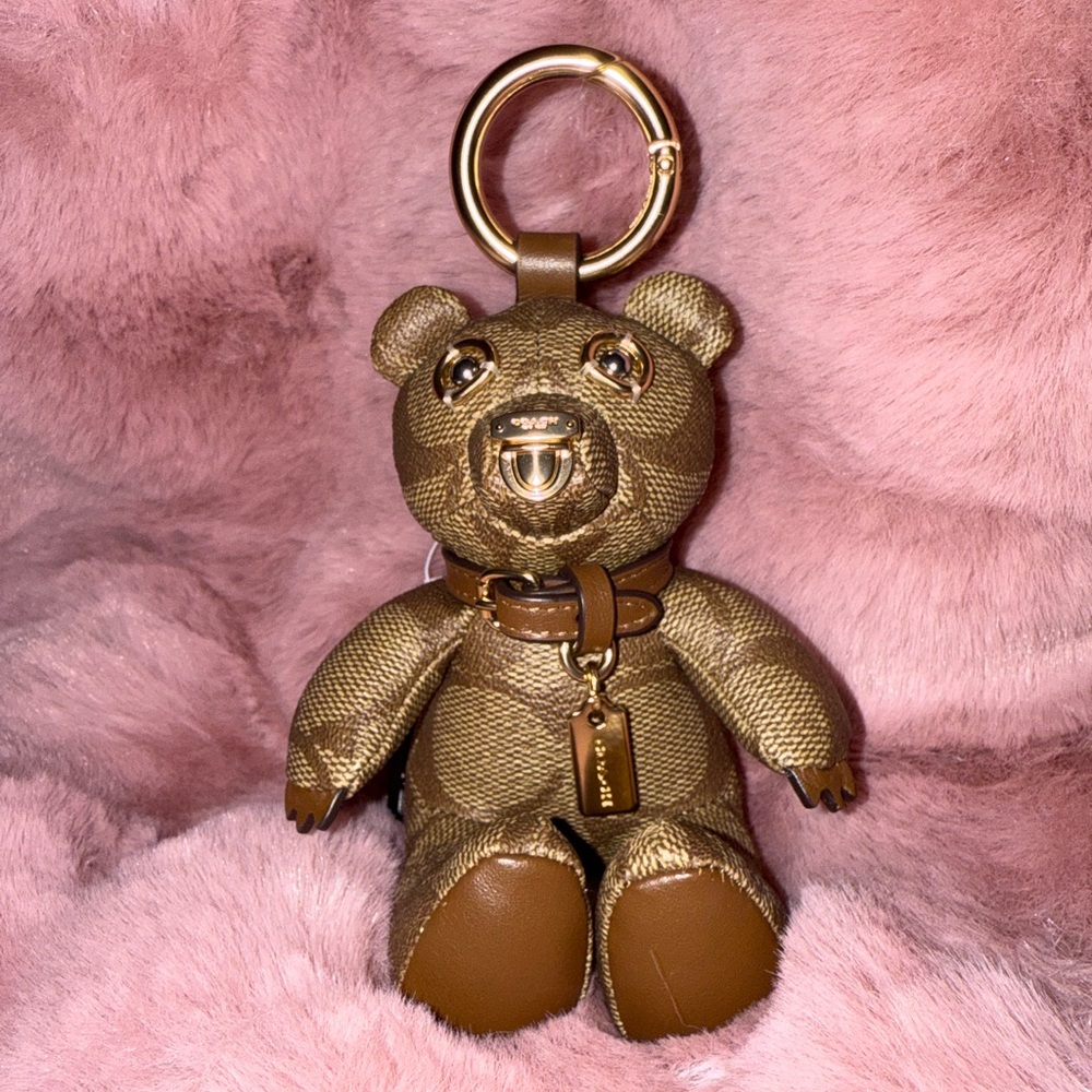 Coach Signature Canvas Bear Charm
